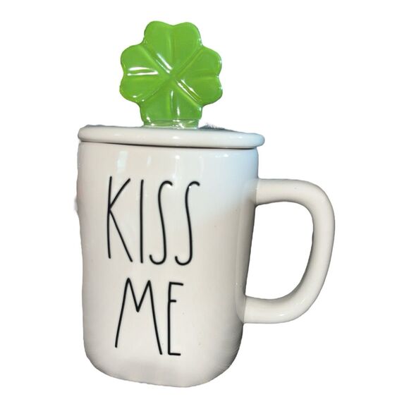 Rae Dunn Other - RAE DUNN "KISS ME” Mug With Four Leaf Clover Topper. By Magenta